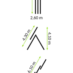 Diagrama de medidas de Escalera 7,70 m Gayner TR3-PLUS-2.5