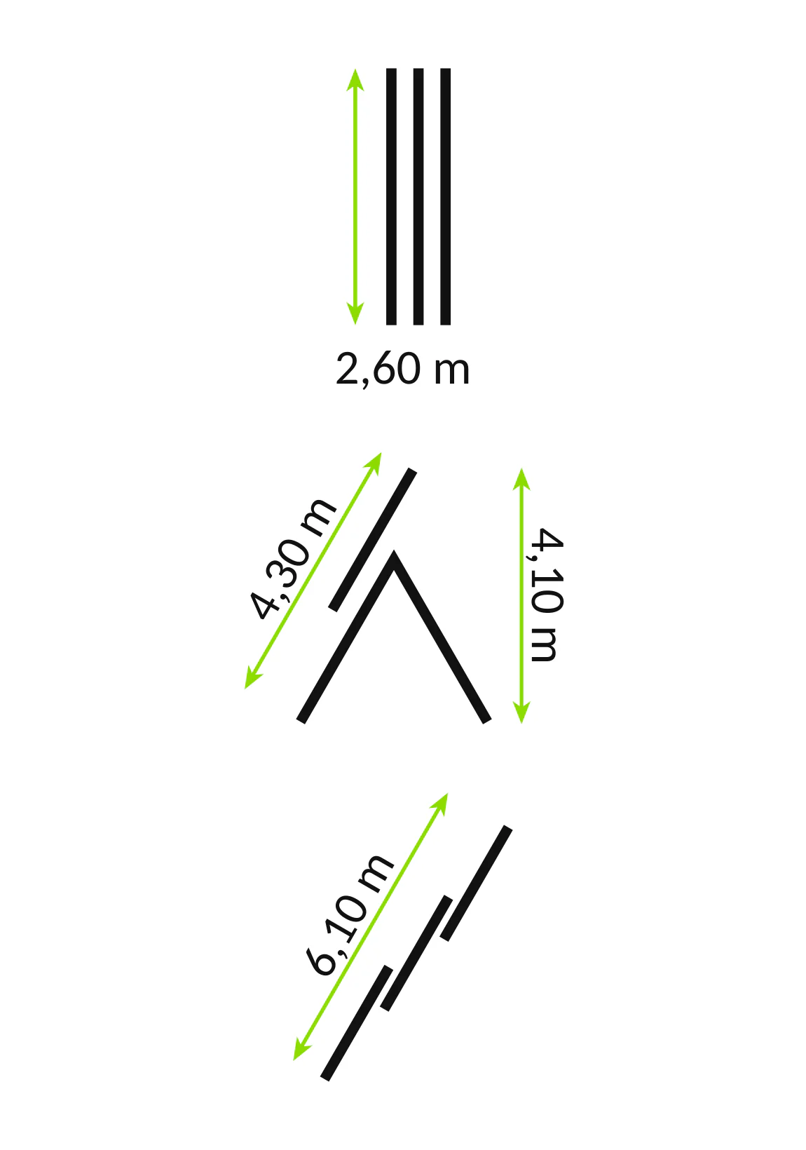Diagrama de medidas de Escalera 7,70 m Gayner TR3-PLUS-2.5