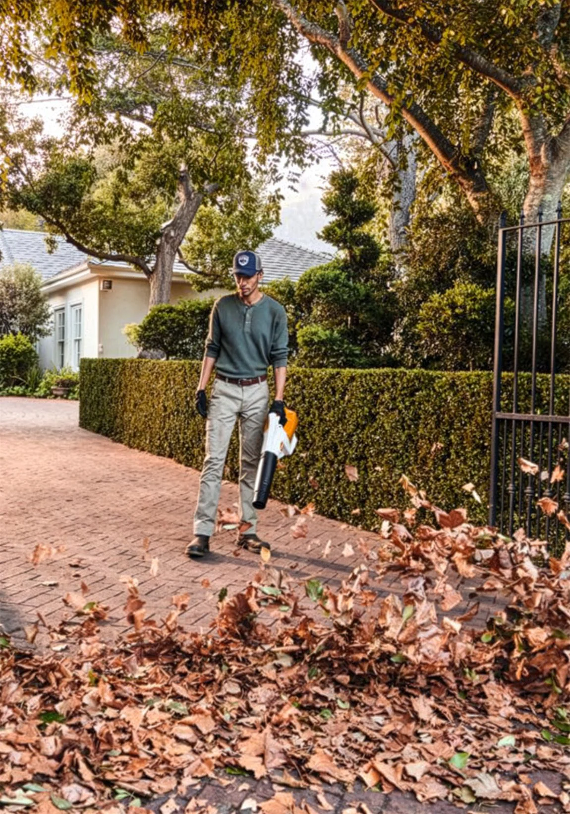 Máquina sopladora de hojas Stihl BGA 160 para limpieza rápida de espacios exteriores