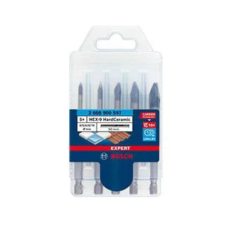 Set de brocas EXPERT Tipo lanza HardCeramic de 4/5/6/8/10 mm, 5 unidades