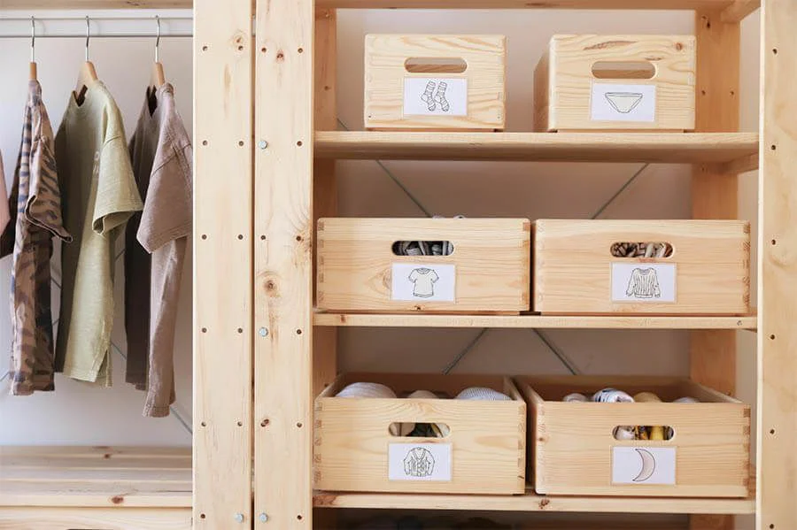 Almacenaje con cajas madera